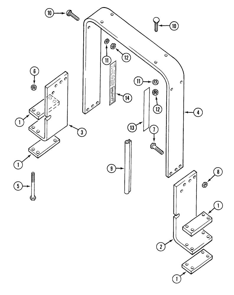 Схема запчастей Case 380B - (9-26) - ROLL OVER PROTECTION FRAME - 2 POST ROPS (09) - CHASSIS