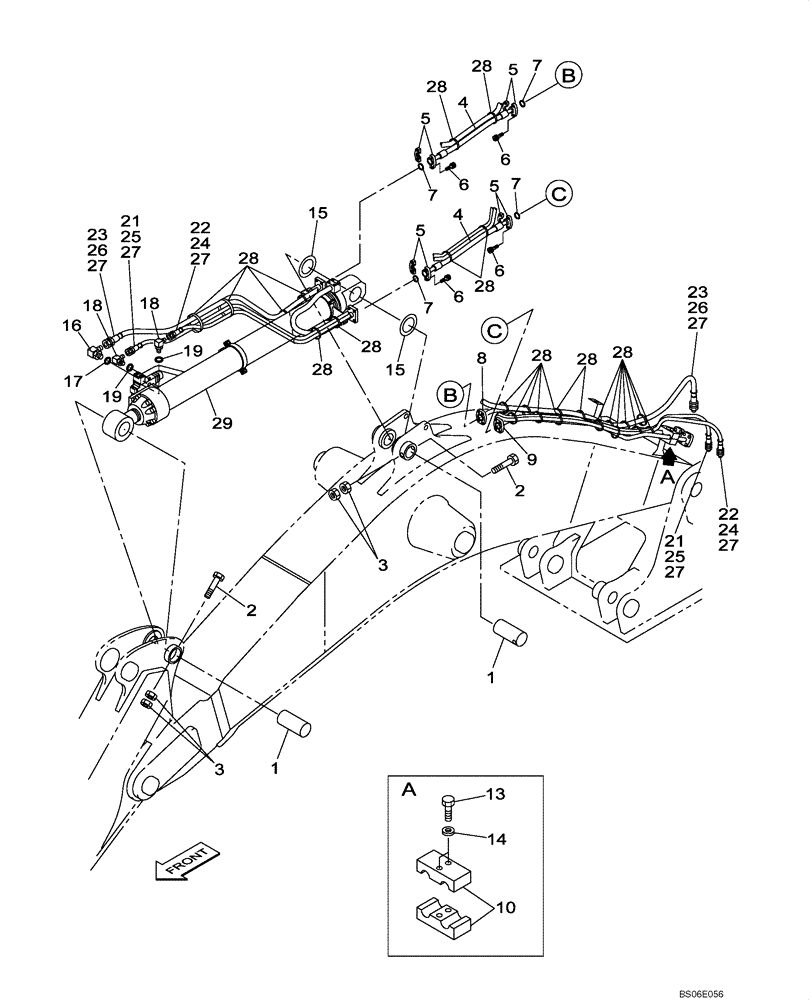 Схема запчастей Case CX800 - (08-018-00[01]) - HYDRAULIC CIRCUIT - DIPPER CYLINDER - BOOM (7.25 M) - (WITH VALVE, PRESSURE RELIEF) (08) - HYDRAULICS