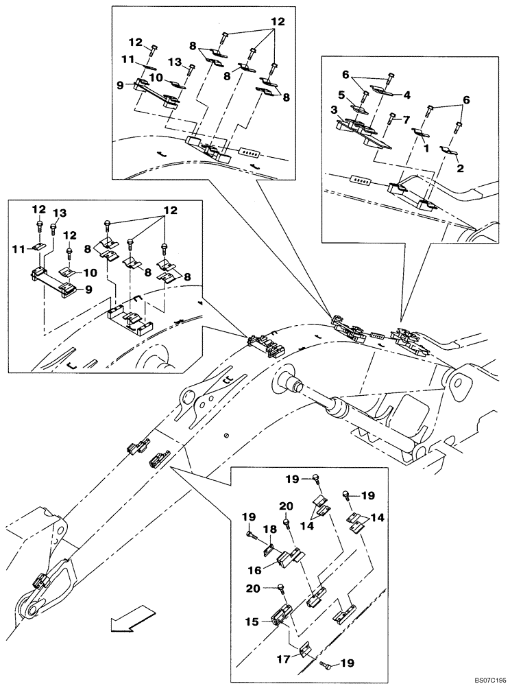 Схема запчастей Case CX210BNLC - (09-39[03]) - CLAMPS - BOOM (09) - CHASSIS/ATTACHMENTS