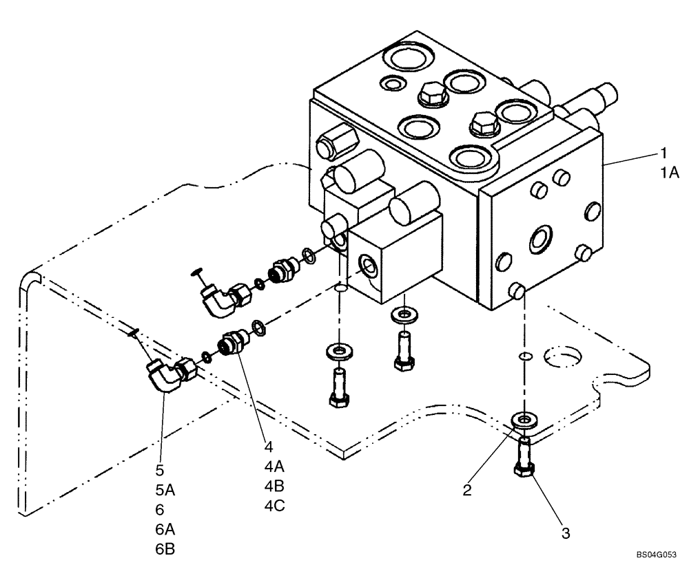 Схема запчастей Case 521D - (08-23) - VALVE, CONTROL - MOUNTING, TWO SPOOL (08) - HYDRAULICS