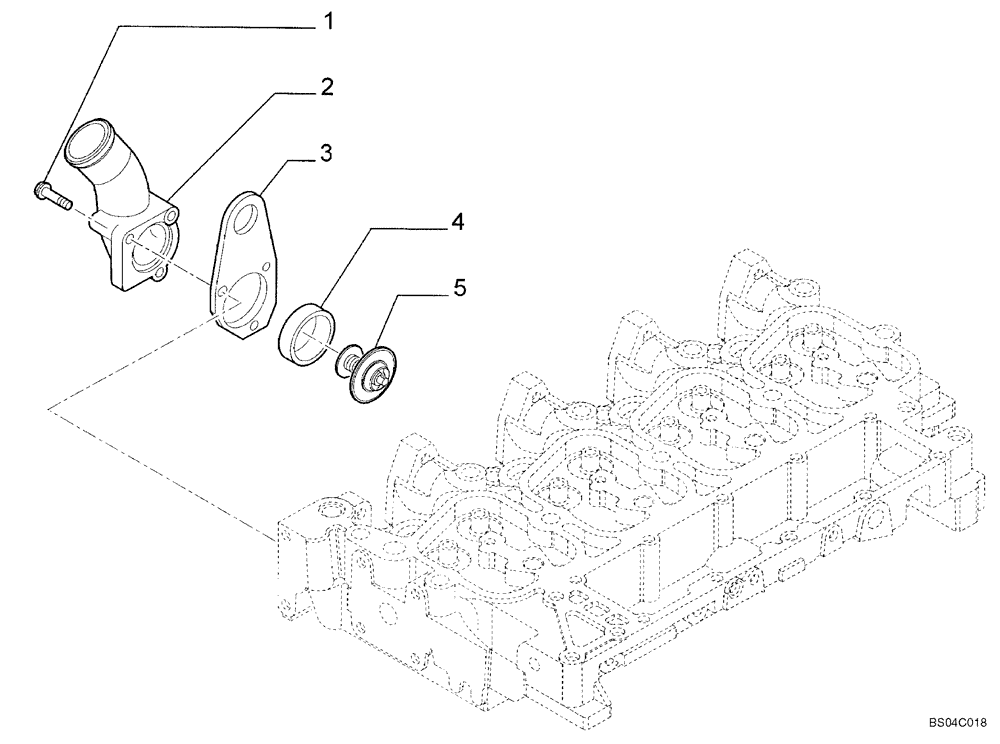 Схема запчастей Case 440CT - (02-33) - THERMOSTAT - ENGINE COOLING SYSTEM (02) - ENGINE