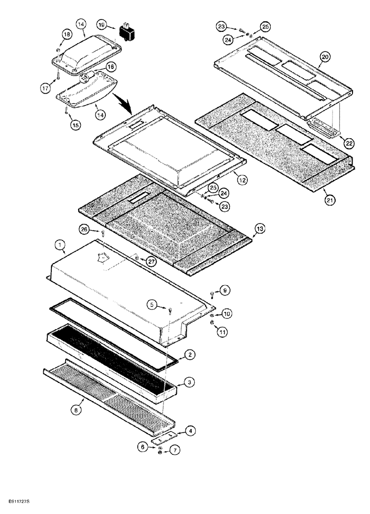 Схема запчастей Case 650G - (9-64) - CAB ASSEMBLY - AIR FILTER AND HEADLINERS (09) - CHASSIS/ATTACHMENTS