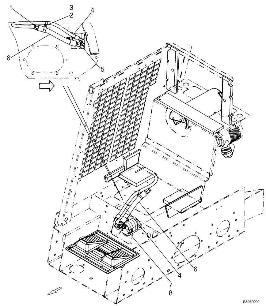 Схема запчастей Case 410 - (06-07B) - PUMP, TANDEM - MOUNTING, NORTH AMERICAN NOISE CONTROL; IF USED (06) - POWER TRAIN