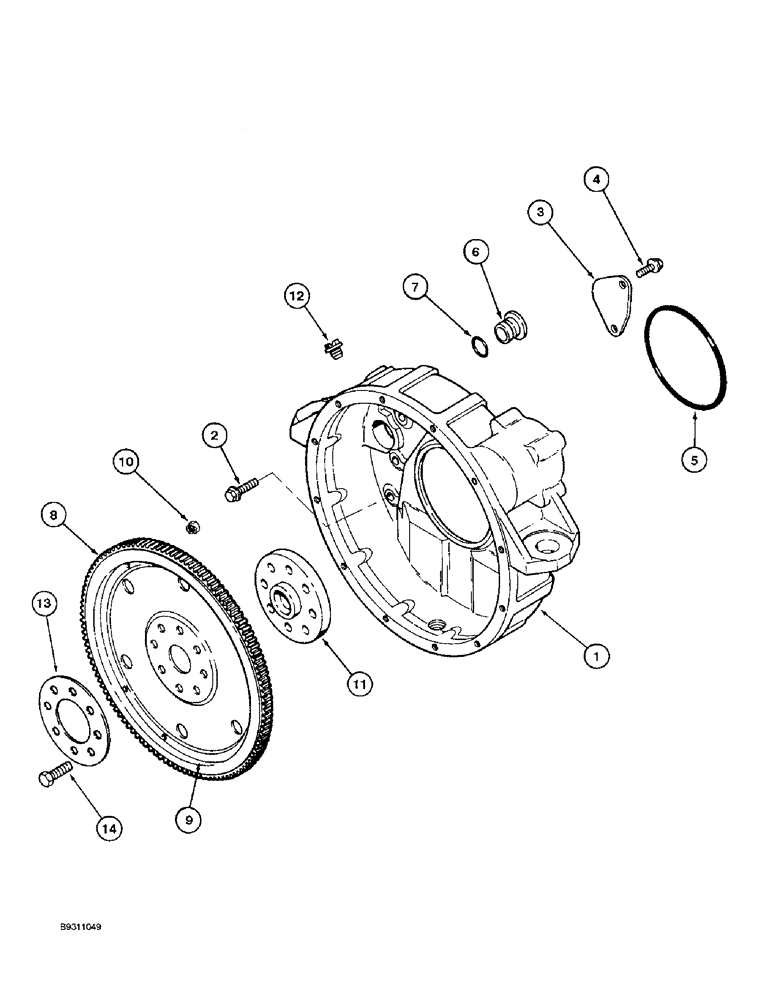 Схема запчастей Case 550E - (2-32) - FLYWHEEL AND HOUSING, 4-390 ENGINE, 4T-390 ENGINE (02) - ENGINE