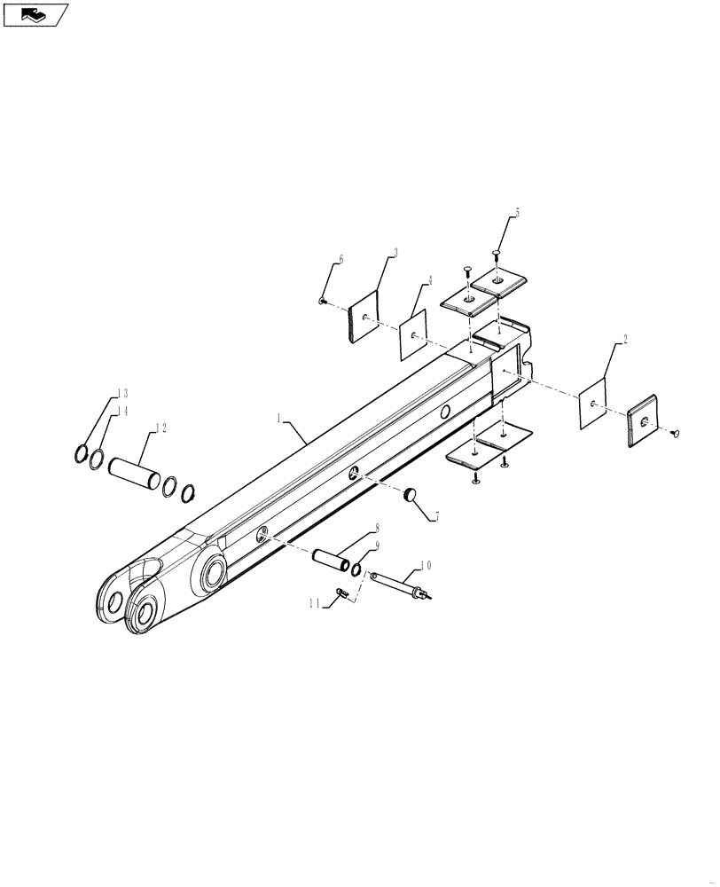 Схема запчастей Case 590SN - (39.121.02[02]) - BACKHOE - DIPPER, EXTENDABLE (INNER) (590SN) (39) - FRAMES AND BALLASTING