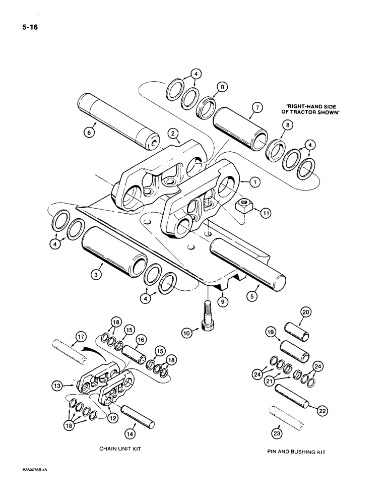 Схема запчастей Case 550 - (5-16) - SEALED TRACK CHAIN, IF USED, PRIOR TO P.I.N. JAK0013968 (11) - TRACKS/STEERING