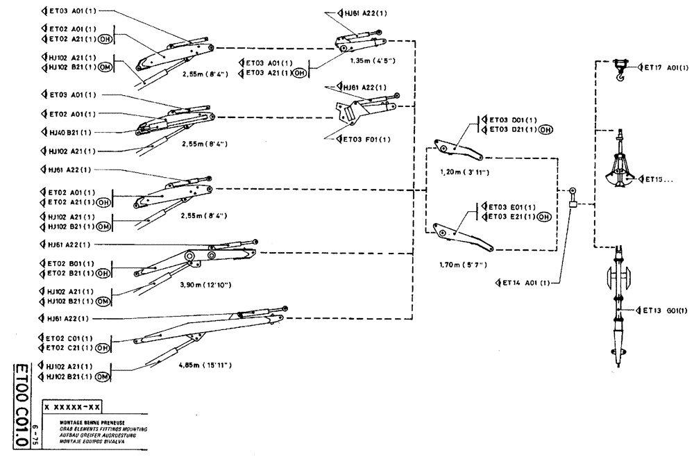 Схема запчастей Case TY45 - (ET00 C01.0) - GRAB ELEMENTS FITTINGS MOUNTING (05) - UPPERSTRUCTURE CHASSIS