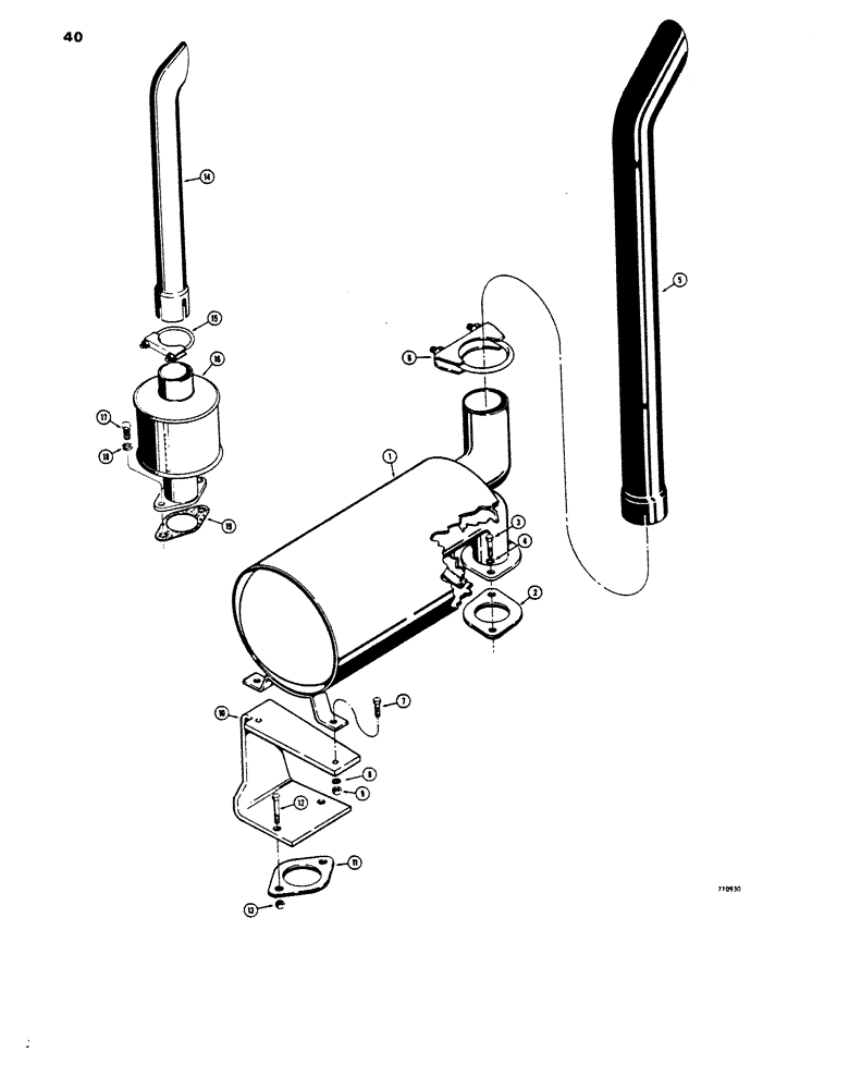 Схема запчастей Case 450 - (040) - MUFFLER - HORIZONTAL STYLE (01) - ENGINE