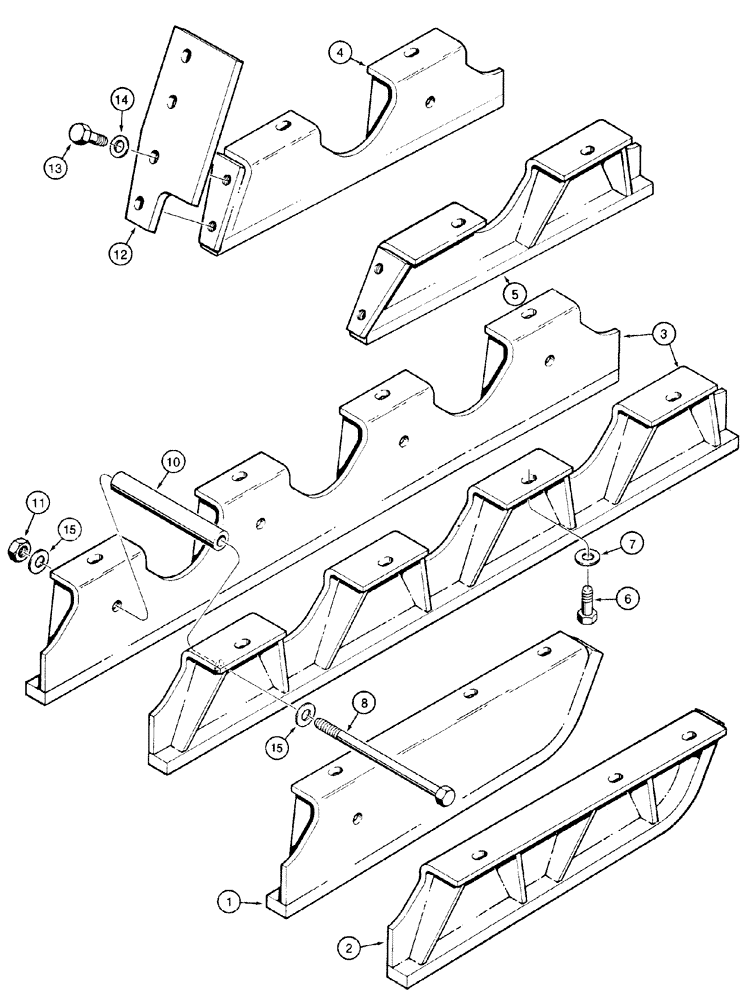 Схема запчастей Case 550H - (5-07) - TRACK GUARDS (11) - TRACKS/STEERING