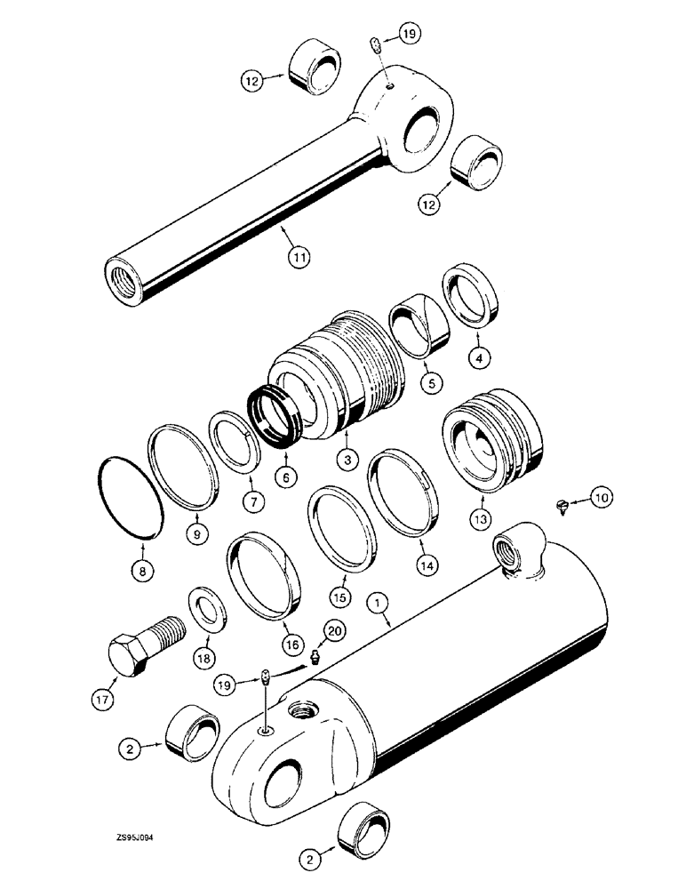 Схема запчастей Case 550E - (8-22) - DOZER TILT CYLINDER (08) - HYDRAULICS