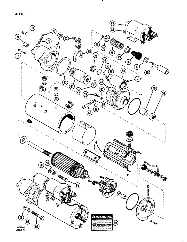 Схема запчастей Case 1455B - (4-110) - R45988 STARTER ASSEMBLY, DELCO-REMY (04) - ELECTRICAL SYSTEMS