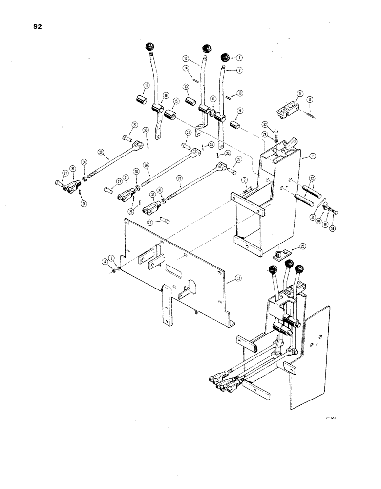 Схема запчастей Case 850 - (092) - TRANSMISSION CONTROL TOWER, USED BEFORE TRACTOR SN. 7075103 (03) - TRANSMISSION