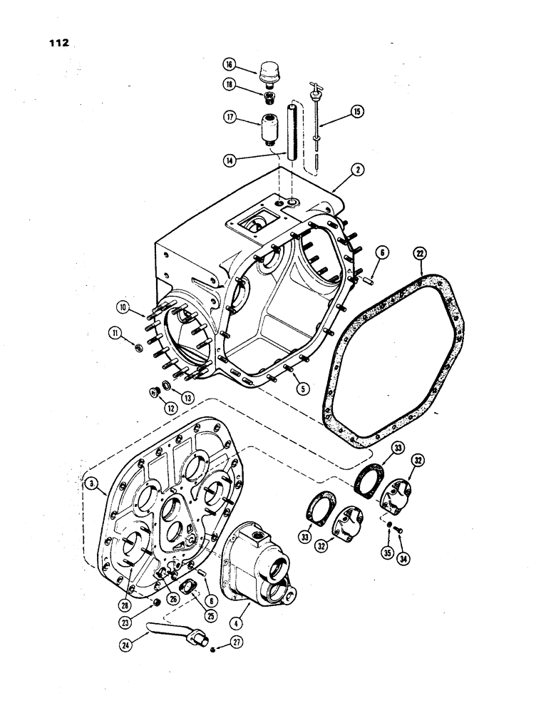 Схема запчастей Case 850 - (112) - *TRANSMISSION HOUSING AND FRONT COVERS (03) - TRANSMISSION