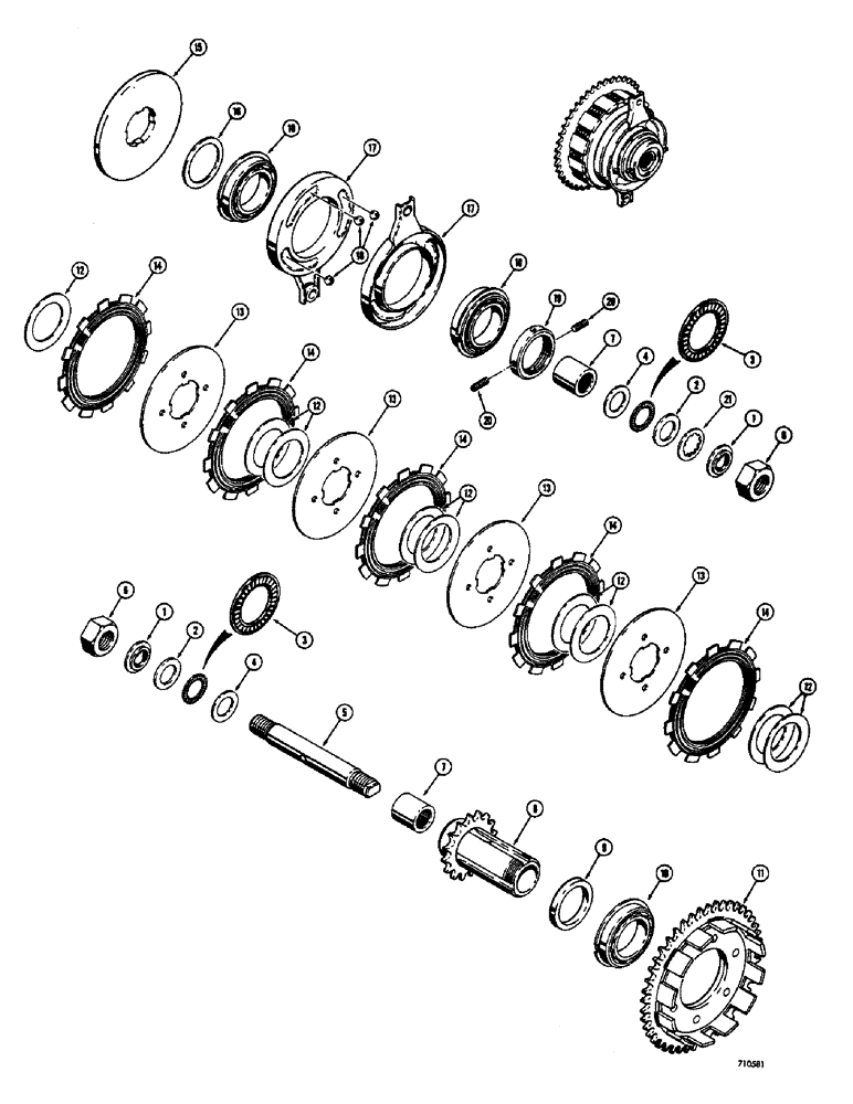 Схема запчастей Case 1530 - (050) - FIVE DISC CLUTCH AND SHAFT ASSEMBLY, FORMSPRAG CLUTCHES (06) - POWER TRAIN