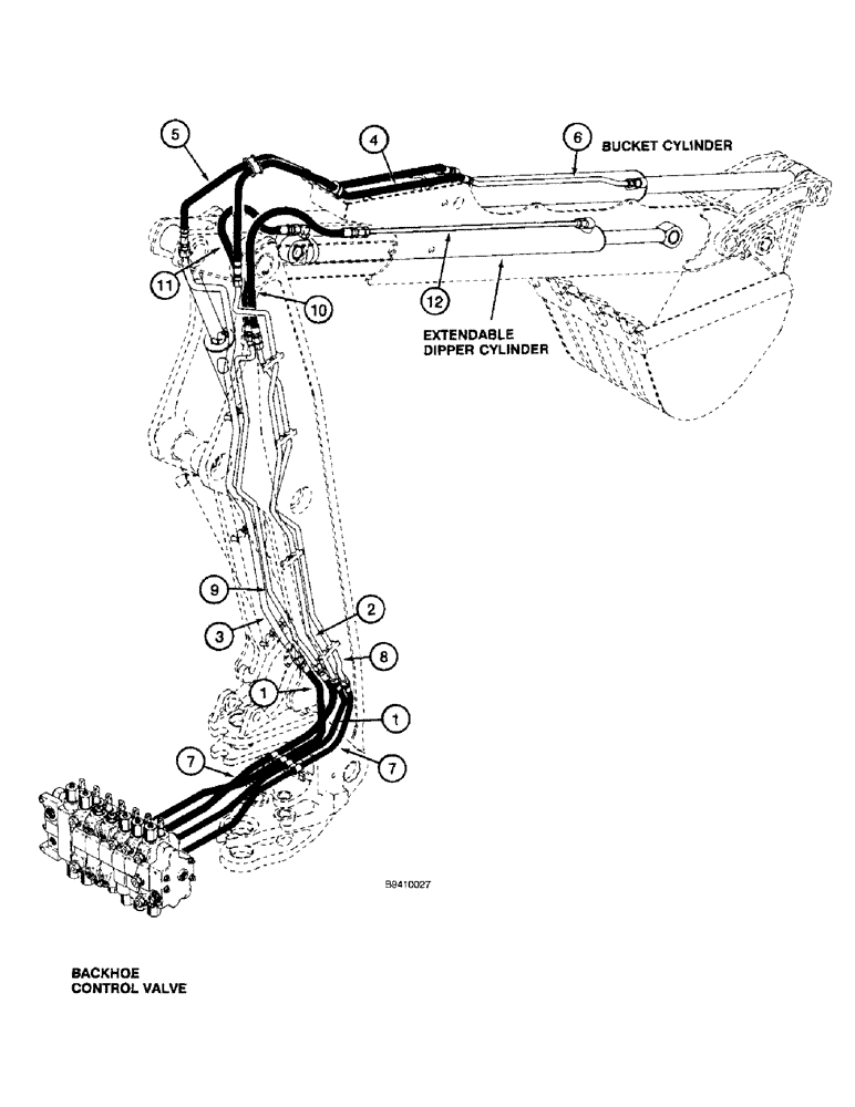 Схема запчастей Case 590SL - (1-22) - PICTORIAL INDEX, BACKHOE HYDRAULICS, EXTENDABLE DIPPER (00) - PICTORIAL INDEX