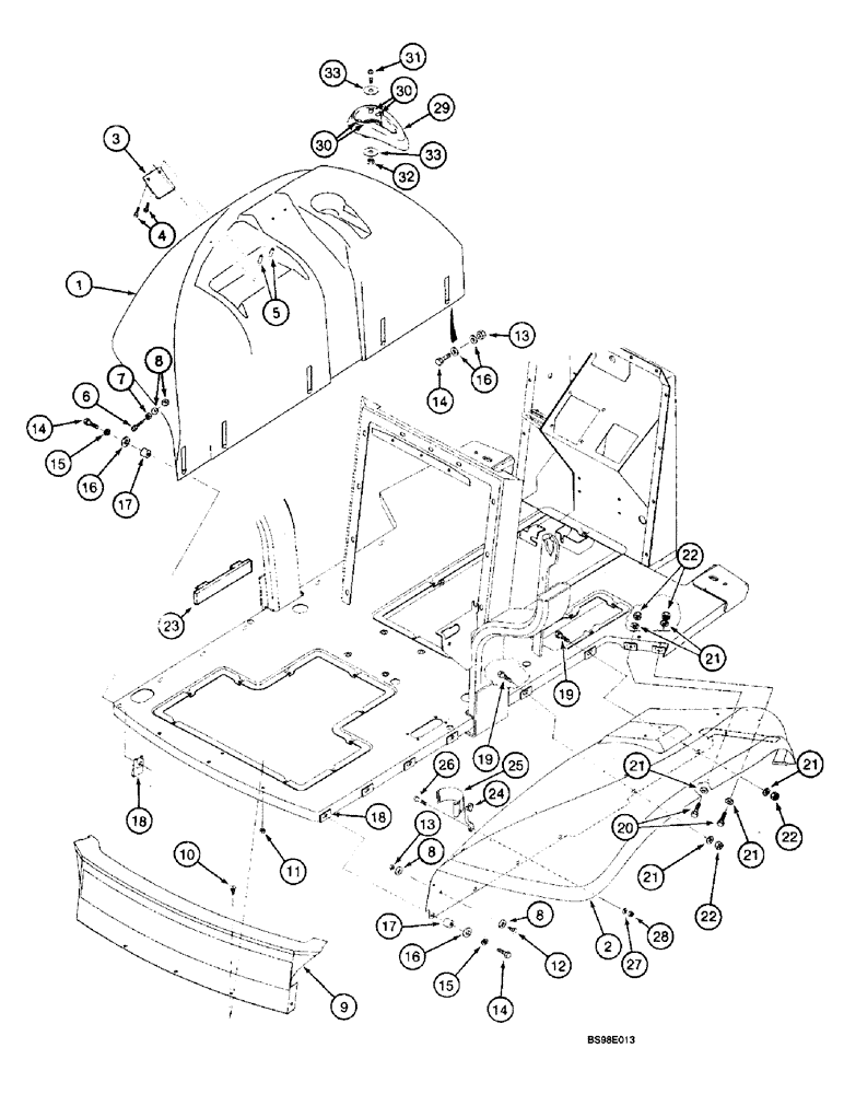 Схема запчастей Case 580L - (9-072) - REAR FENDERS AND REAR CLOSURE PANEL, 570LXT OR 580L ROPS CANOPY MODELS (09) - CHASSIS/ATTACHMENTS