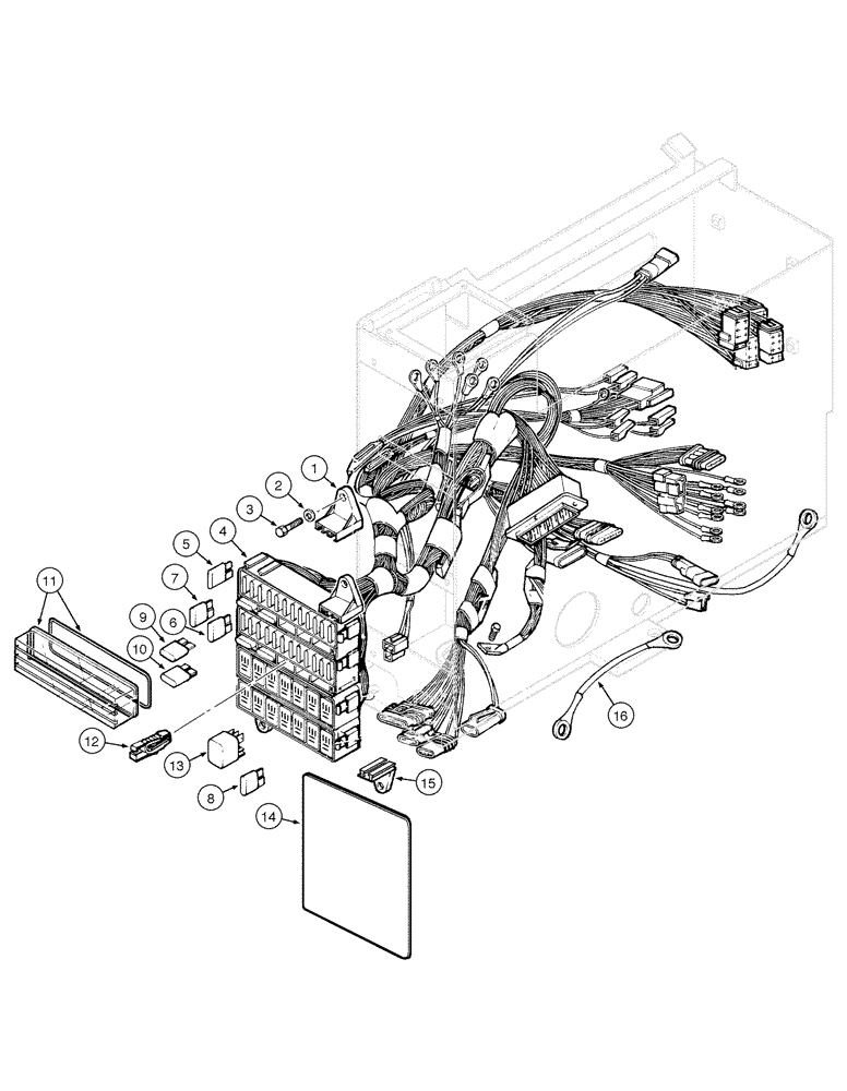 Схема запчастей Case 885 - (04-16[01]) - ELECTRICAL SYSTEM - RELAYS AND FUSES (04) - ELECTRICAL SYSTEMS