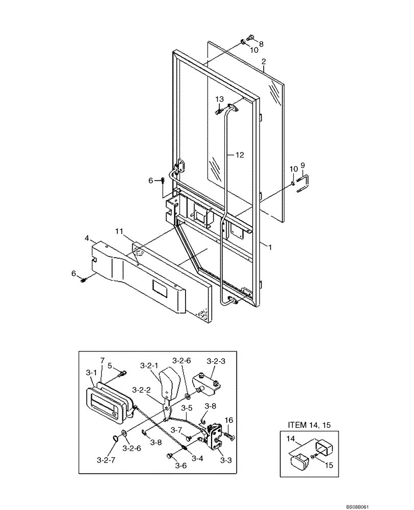 Схема запчастей Case 1221E - (09-15[01]) - CAB ASSY, DOORS, FIXED WINDOW (87700454) (4) (09) - CHASSIS/ATTACHMENTS