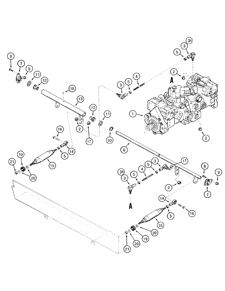 Схема запчастей Case 1835C - (6-20) - TANDEM PUMP LINKAGE, P.I.N. JAF0037682 AND AFTER (06) - POWER TRAIN