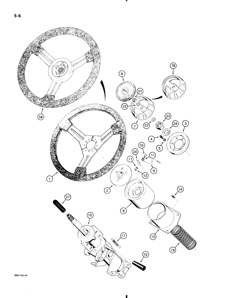 Схема запчастей Case 580K - (5-006) - STEERING WHEEL AND COLUMN, SPECIAL PARTS USED ON MODELS WITH TILT/TELESCOPING STEERING COLUMN (05) - STEERING