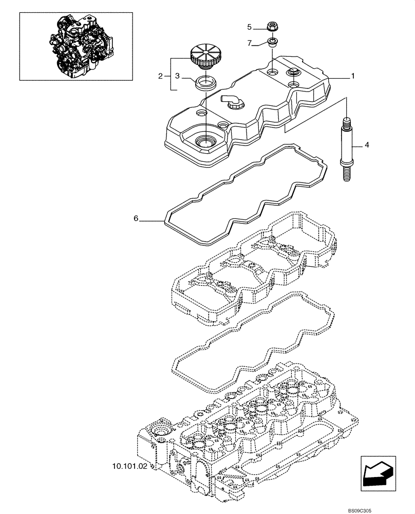 Схема запчастей Case 650L - (10.101.03) - CYLINDER HEAD - COVERS (10) - ENGINE