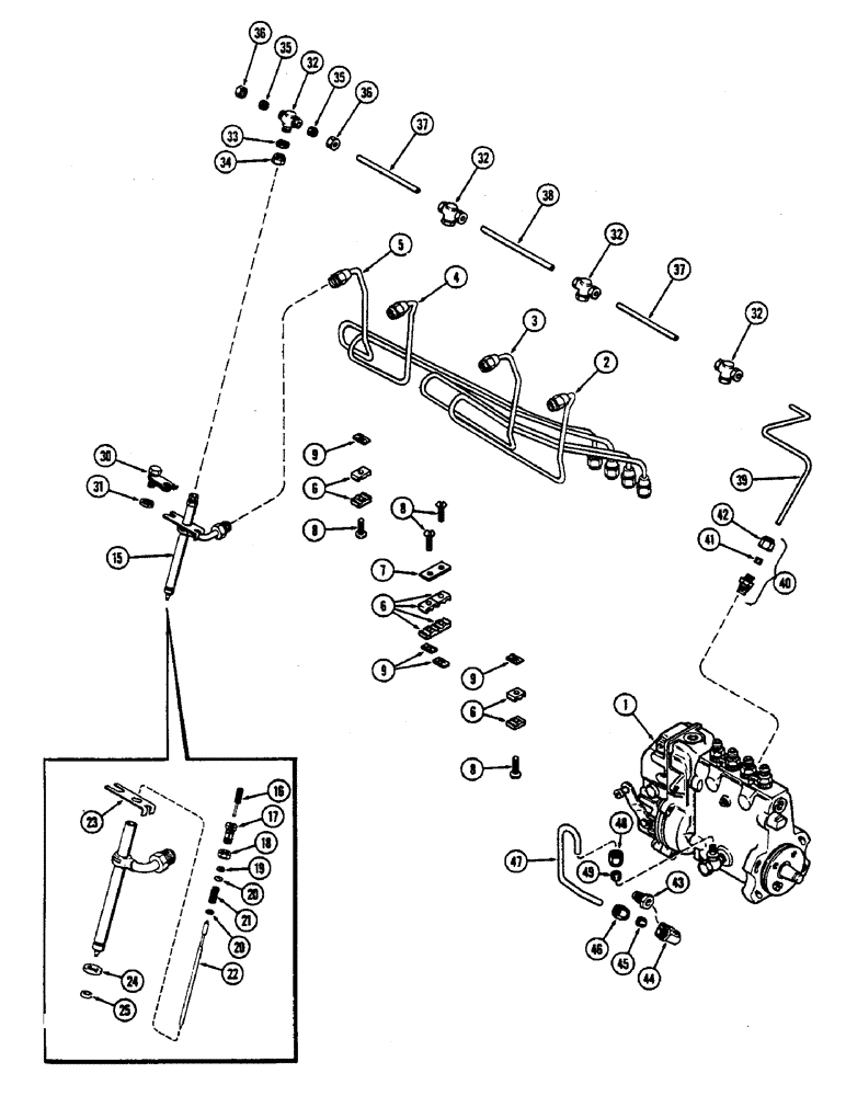 Схема запчастей Case 680CK - (036) - FUEL INJECTION SYSTEM, (267B) DIESEL ENGINE (10) - ENGINE