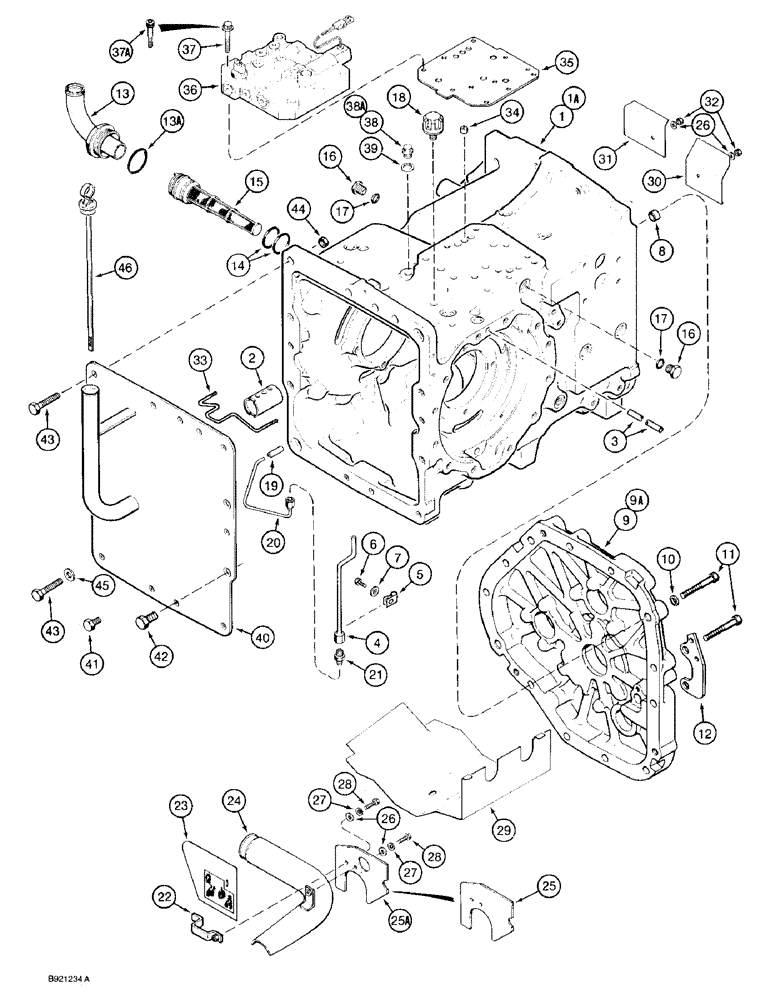 Схема запчастей Case 580SK - (6-62) - TRANSAXLE ASSEMBLY, TRANSAXLE TRANSMISSION HOUSING, TWO AND FOUR WHEEL DRIVE (06) - POWER TRAIN