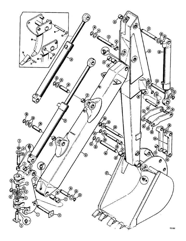 Схема запчастей Case 680CK - (176) - TOWER BOOM, DIPPER ARM AND BUCKET (84) - BOOMS, DIPPERS & BUCKETS