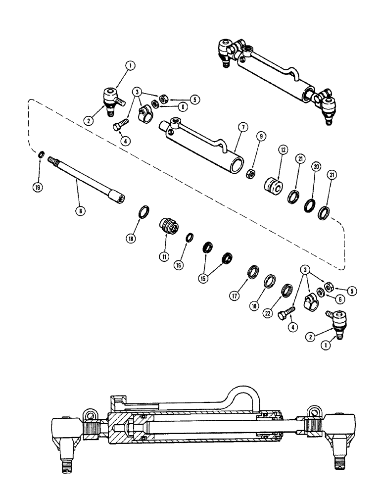 Схема запчастей Case 580B - (153A) - A51731 STEERING CYLINDER, USED TRAC. SER. NOS. 8735171 TO 8741258 (05) - STEERING