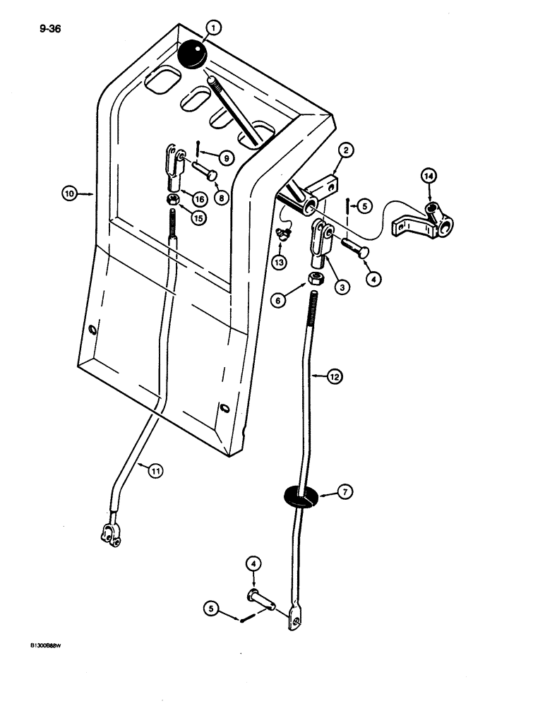 Схема запчастей Case 680L - (9-036) - BACKHOE EXTENDABLE DIPPER CONTROL, FOOT SWING MODELS (09) - CHASSIS/ATTACHMENTS