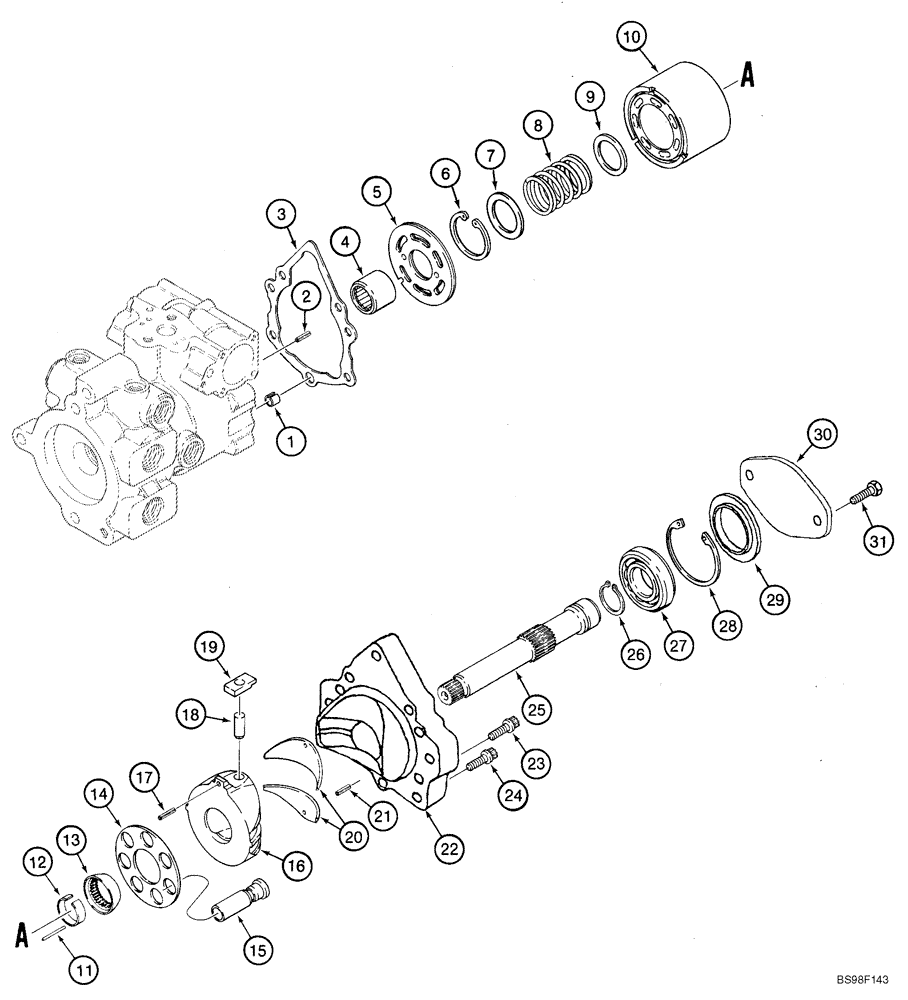 Схема запчастей Case 40XT - (06-10) - PUMP, TANDEM (FRONT) 404281A1 (06) - POWER TRAIN