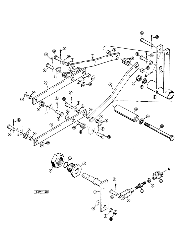 Схема запчастей Case 1529 - (102) - PIVOT ARM (90) - PLATFORM, CAB, BODYWORK AND DECALS