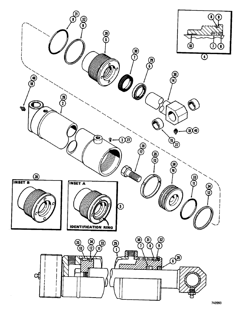 Схема запчастей Case 1700-SERIES - (246) - 4-IN-1 BUCKET CYLINDER (35) - HYDRAULIC SYSTEMS