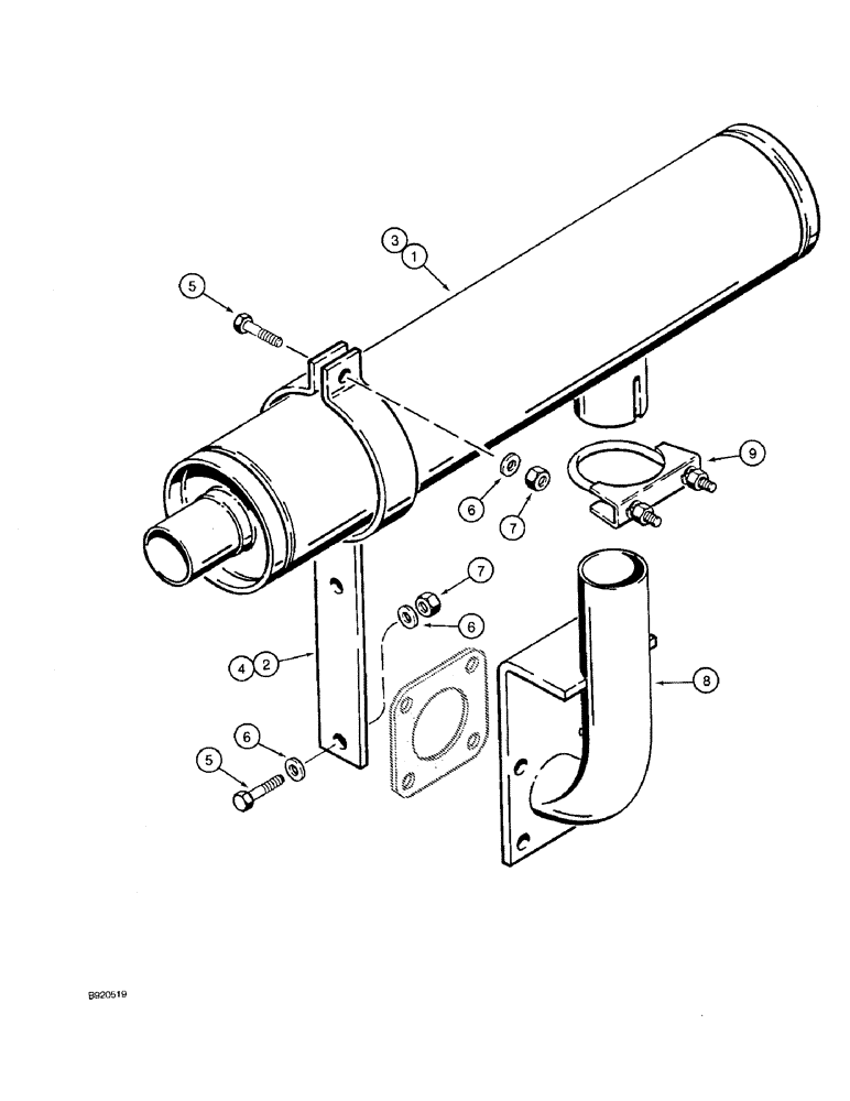 Схема запчастей Case 1825 - (2-09A) - MUFFLER & EXHAUST PIPE, EUROPEAN MODELS (02) - ENGINE