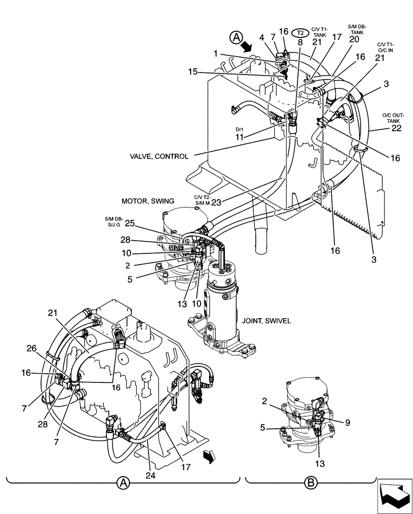 Схема запчастей Case CX31B - (01-040[00]) - HYD LINES, RETURN, ANGLE DOZER (35) - HYDRAULIC SYSTEMS