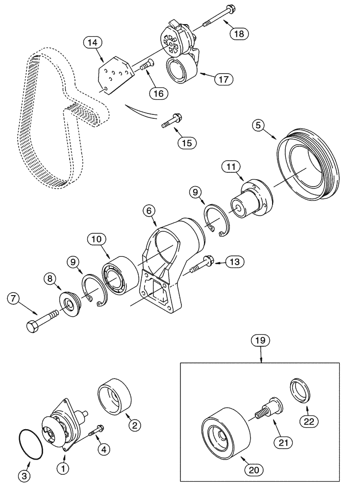 Схема запчастей Case 90XT - (02-11) - WATER PUMP SYSTEM NORTH AMERICA JAF0245225 -, 4T-390 EMISSIONS CERTIFIED ENGINE (02) - ENGINE