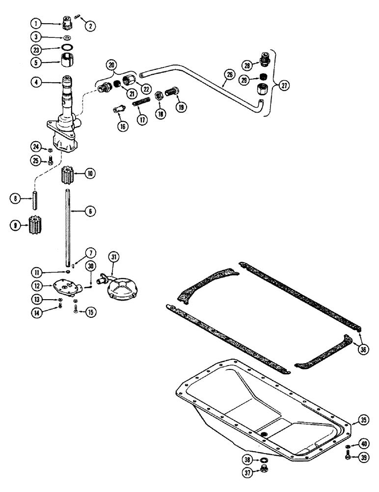 Схема запчастей Case 680CK - (039A) - OIL PUMP, (251) SPARK IGNITION ENGINE, USED PRIOR TO ENG. 