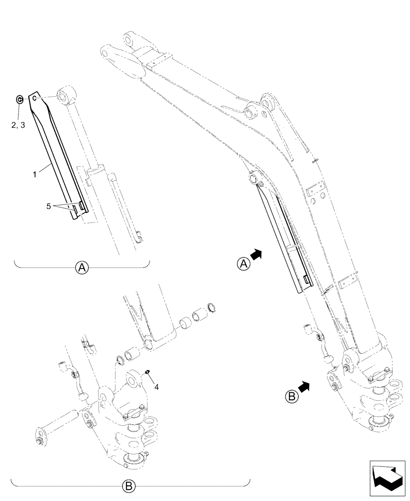 Схема запчастей Case CX17B - (03-001) - BOOM GROUP (84) - BOOMS, DIPPERS & BUCKETS