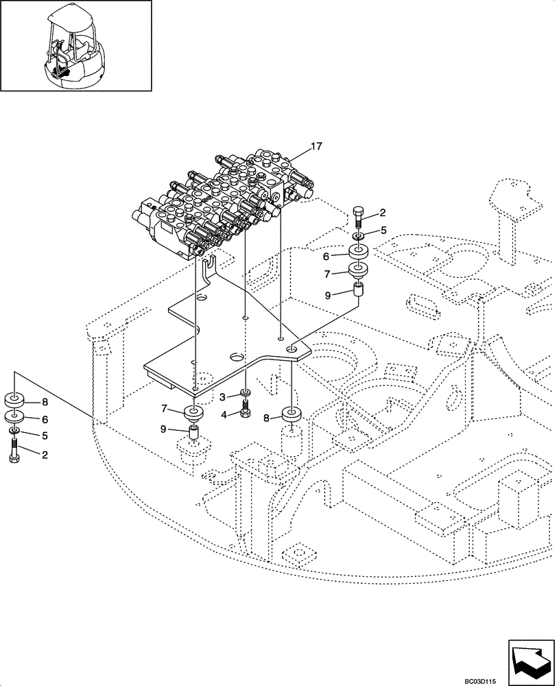 Схема запчастей Case CX36 - (08-40[00]) - VALVE MOUNTING (CX36 ASN PX11-08901) (08) - HYDRAULICS