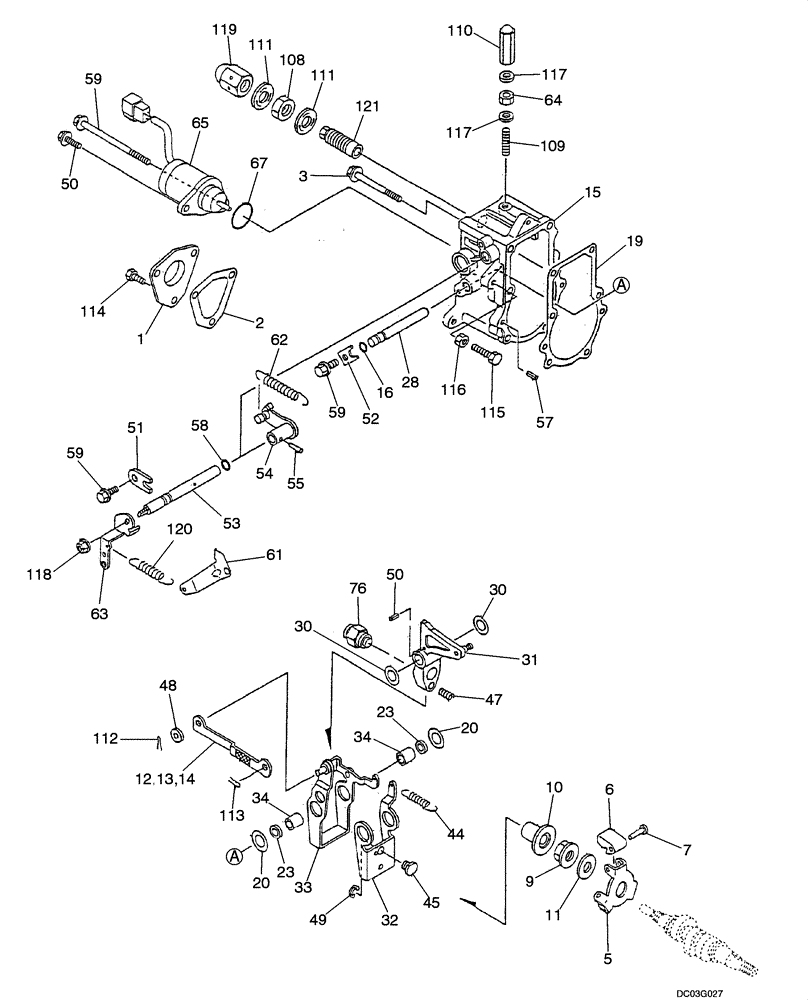 Схема запчастей Case CX25 - (03-07[00]) - GOVERNOR, FUEL INJECTION PUMP (03) - FUEL SYSTEM