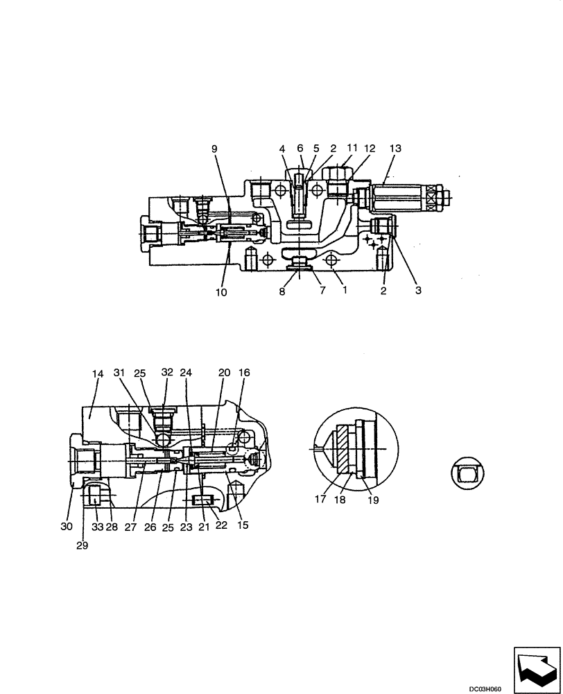 Схема запчастей Case CX25 - (08-44[00]) - VALVE ASSY - BOOM, OVERLOAD (08) - HYDRAULICS