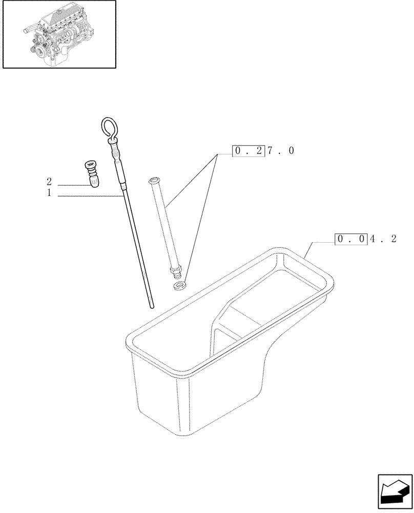 Схема запчастей Case F3AE0684G B001 - (0.27.1[01]) - OIL DIPSTICK (500386372) 