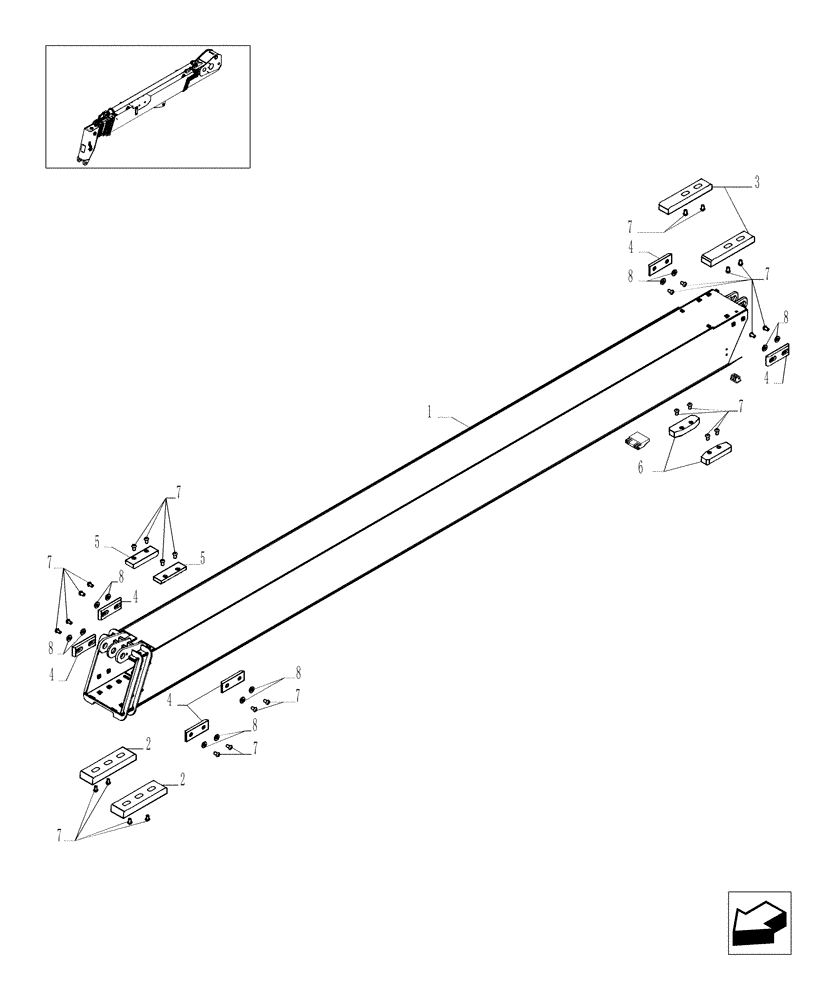 Схема запчастей Case TX1055 - (9.80092A[03]) - TELESCOPIC ARM FOR 4 FUNCTIONS (ARM 55) - OPTIONAL CODE 749027251 (83) - TELESCOPIC SINGLE ARM