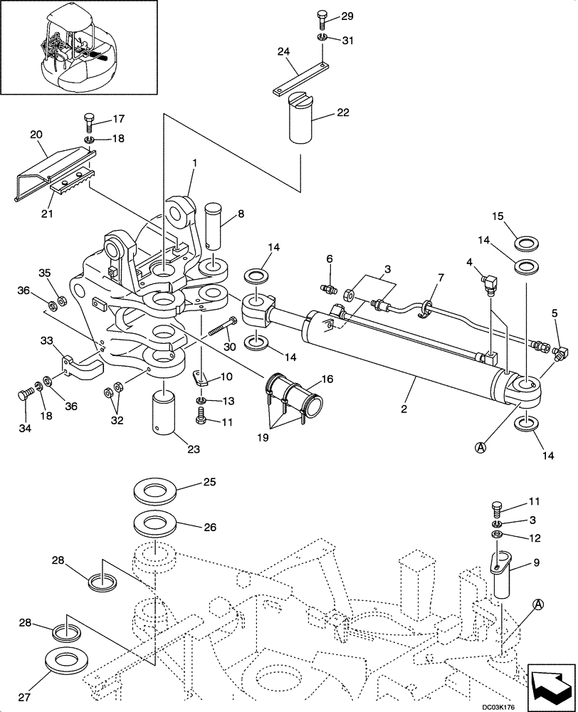 Схема запчастей Case CX47 - (09-06[00]) - BRACKET ASSY - SWING, CAB (09) - CHASSIS/ATTACHMENTS