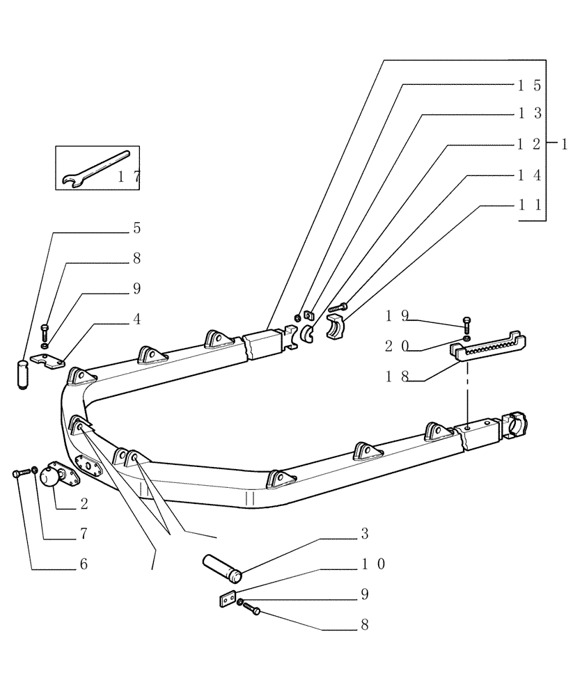 Схема запчастей Case 1850K LT - (9.473[02]) - C-FRAME - (XLT) MECHANIC TILT OPTIONAL CODE 76046823 (19) - OPTIONS