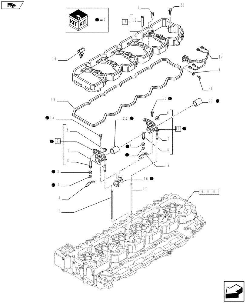 Схема запчастей Case F4HFE613P A004 - (10.106.02) - ROCKER SHAFT (504049017) (10) - ENGINE