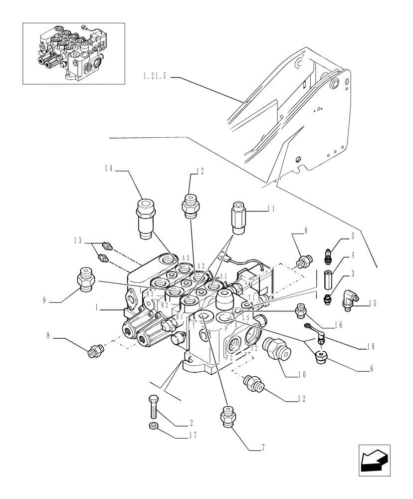 Схема запчастей Case TX1055 - (9.00825B[01]) - 3 SPOOL VALVE - OPTIONAL CODE 749001091 (35) - HYDRAULIC SYSTEMS