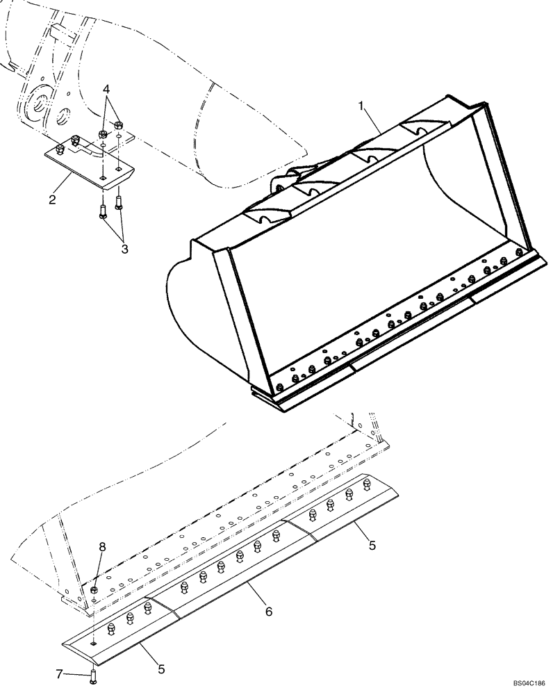 Схема запчастей Case 821F - (82.100.02[01]) - LOADER BUCKETS BOLT ON EDGE AND SKID PADS 821F (82) - FRONT LOADER & BUCKET