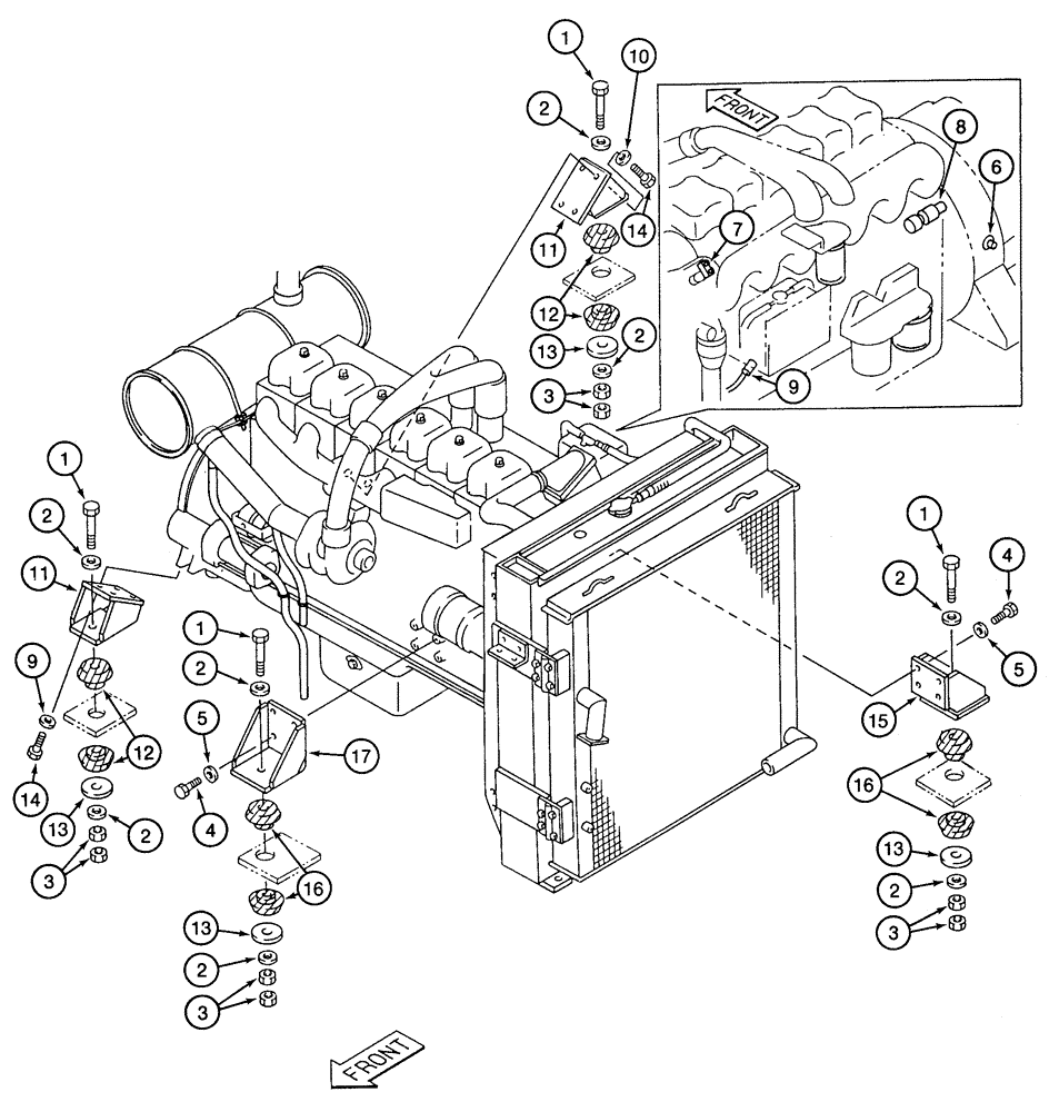 Схема запчастей Case 9050B - (2-02) - ENGINE MOUNTING AND ADAPTING PARTS (02) - ENGINE