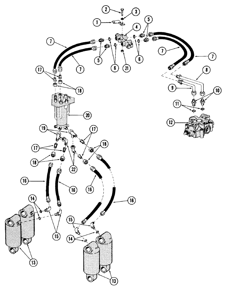 Схема запчастей Case 980 - (124) - LEVELER HYDRAULICS, (USED ON UNITS WITH SERIAL NUMBER 6203000 THRU 6203242) (07) - HYDRAULIC SYSTEM